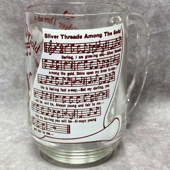 Hazel Atlas Big Top PB Glass "Silver Threads Among The Gold" Song Lyrics Mug - Picture 4 of 8
